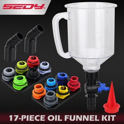 17-teiliges Kfz-Motoröltrichter-Set 1,36 Quart mit 12 Adaptern magnetische Aufbewahrung
