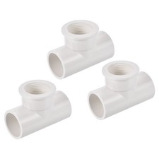 Tee Pipe Fitting G3/4 Female Thread DN20 3/4" ID Socket PVC Adapter White 3Pcs