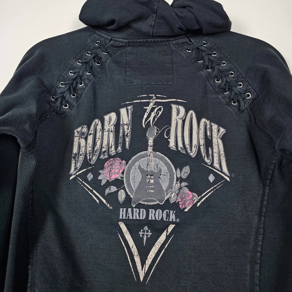 Hard Rock Hotel Los Cabos Lace Born To Rock Womens Large Full Zip Black Hoodie - Image 3 of 4