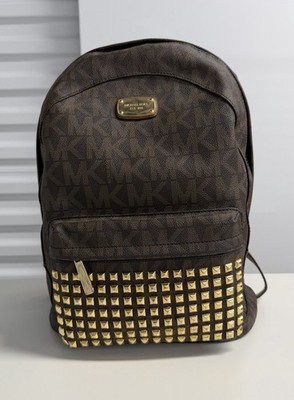 Michael Kors Abbey Small Studded Logo Backpack in Brown