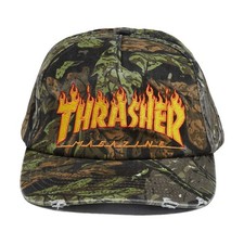 Thrasher Hat Flame Distressed Snapback Camo Cap Mens Skateboard