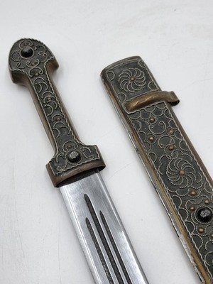 ANTIQUE ORIGINAL RUSSIAN CAUCASIAN KINJAL SILVER NIELLO. kindjal