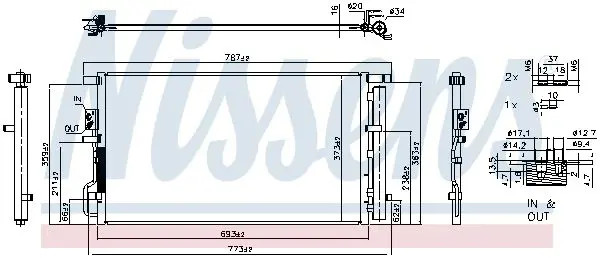 Condensatore radiatore climatizzazione R 134a 940939 NISSENS per HYUNDAI KIA