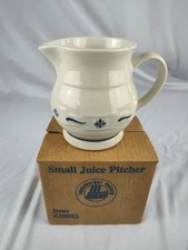 Longaberger Pottery Woven Traditions BLUE Small Juice Pitcher 1QT 6” 30082 NIB