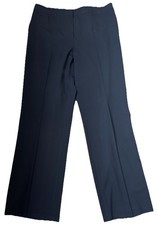 LAFAYETTE 148 NEW YORK Size 16 Wide Leg Black Wool Trousers Flat Front Stretch