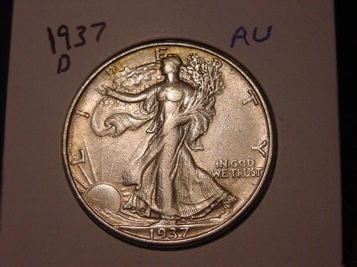 1937-D WALKING LIBERTY HALF AU NICE BETTER DATE NICE LOOK SHIPS FREE