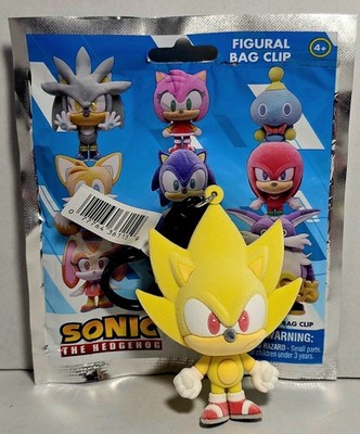 Sonic The Hedgehog Series 5 FLOCKED Figural Bag Clip Keychain CHASE SUPER SONIC