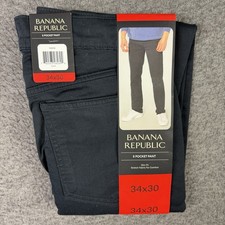 Banana Republic Men’s 5 Pocket Pant Slim Fit Stretch Fabric Comfort, Black,34X30