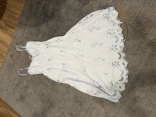 House of CB Blue Plus L+ Floral Lace Trim Embroidered Sleeveless Nightgown