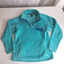 Patagonia Jacket Girl's Sz Medium 10 Teal Synchilla Snap-T Pullover Fleece Youth