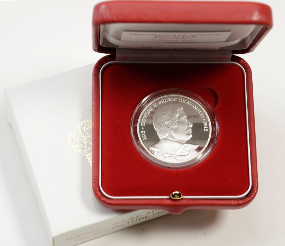 Monaco 10 Euro 2012 Silber PP - 400 Jahre Fürstentitel Honore II. 6500 Ex.- MGM - Bild 4 von 4