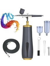 Cordless H61 Airbrush Kit 2600mAh Compressor  Hose   Portable Air Brush Set