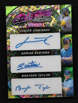 2023 Leaf Vivid Colorful AUTO Junior Caminero/Adrian Santana/Brayden Taylor 4/4