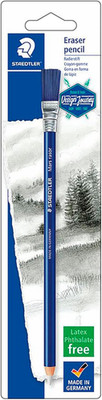 Eraser Pencil with Brush, White, Blue, 1 Count (Pack of 1)