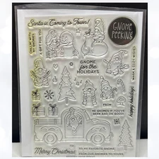 Simon Says Stamp GNOME PEEKING Christmas Truck 6x8 Rubber Stamps