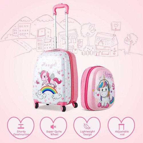 Set Equipaje de Viaje Mochila con Rueda Giratorias y Maleta para niños  Unicornio | eBay