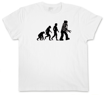THE BIG WHITE ROBOT EVOLUTION BANG THEORY T-SHIRT Sheldon Nerd Cooper TV Geek
