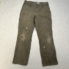 carhartt carpenter pants mens 32x30 green moss workwear paint splatter distress