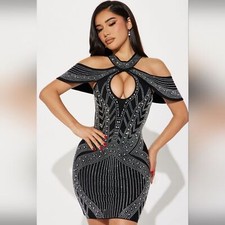 Fashion Nova Kristy Embellished Mini Dress - Size M
