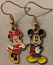 MICKEY and MINNIE MOUSE EARRINGS - Enamel with Gold Plated Ear Wires DISNEY 1