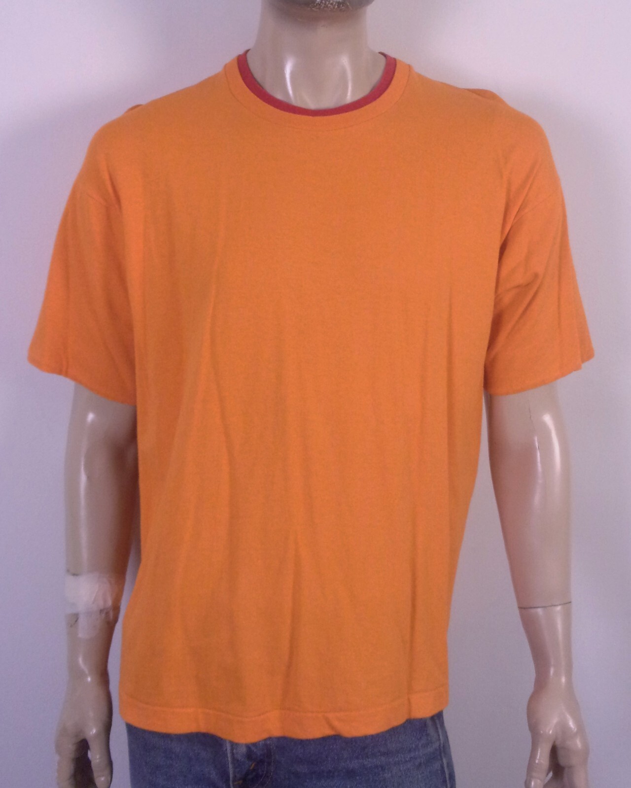 vintage 80s 90s single stitch FOTL 2 Tone Orange Red Accent 2 Ply T-Shirt L