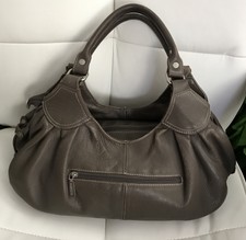 Sabrina Cuir Veritable France Leather Taupe Slouch Satchel Hobo Shoulder Bag Wow