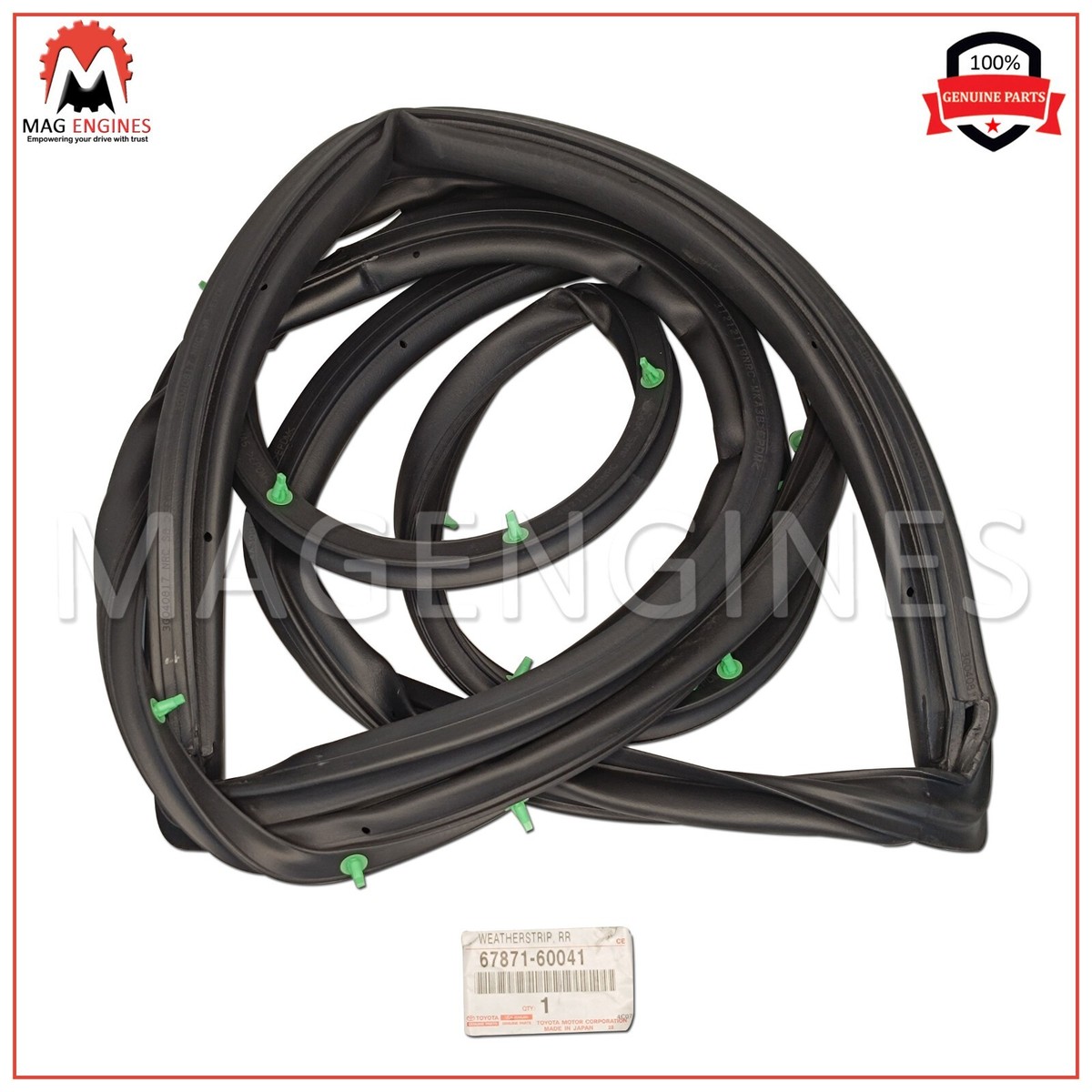 67871-60041 GENUINE OEM REAR DOOR WEATHERSTRIP, RH FOR LAND