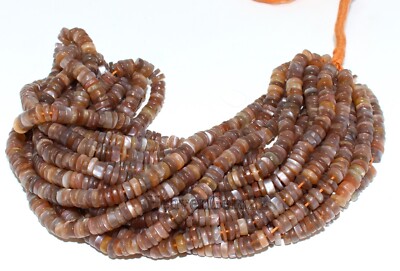 Natürliche Schokolade Mondstein Rondell Heishi Perlen 6-7 mm Glatt Edelstein ...