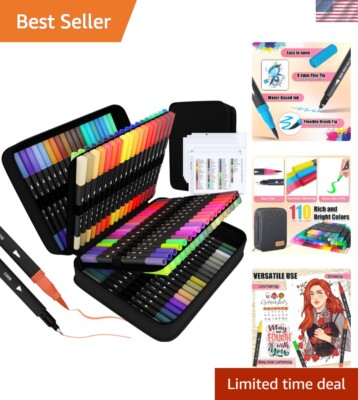 Vibrant Dual-Point Brush and Fine Tip Markers Set for Adults & Kids Art Projects