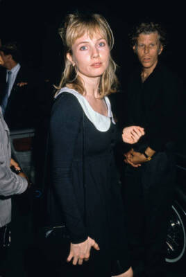 Rebecca De Mornay wearing a black outfit with a white collar U- 1990 Old Photo
