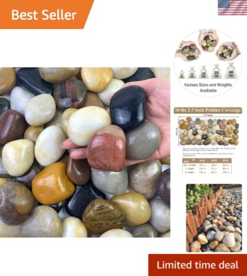 40lbs Bulk Large River Rocks for Outdoor Landscaping, 2-3 Inch Natural Mixed ...