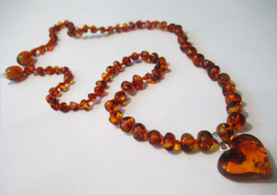 Collier Ambre Véritable Baltique 46cm - Ambre Naturel Cognac Baroque, Fait Main Lituanie
