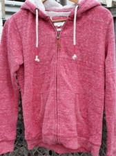 Fat Face Fabulous Kendal Borg Rose Red Faux Fur Lined Hoodie Coat Size 12