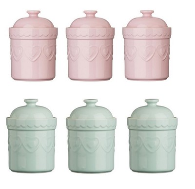 pastel pink tea coffee sugar canisters