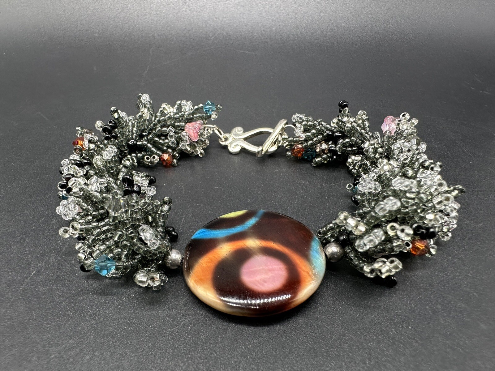 Sterling Silver Statement Loaded Center Piece Bra… - image 6