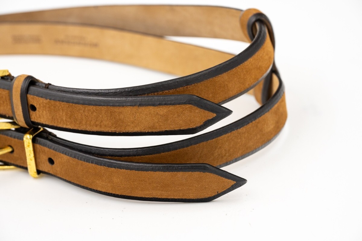Burberry Prorsum Neutrals Brown Chocolate Suede Leather Belt 