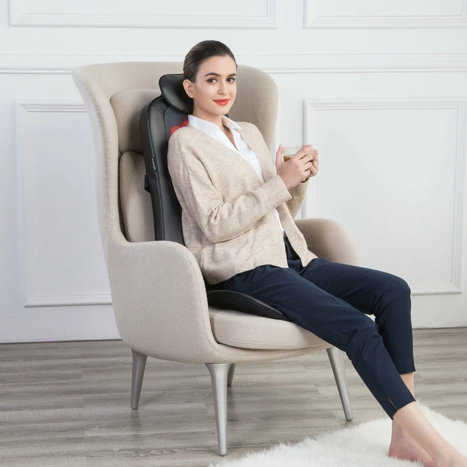 Snailax Shiatsu Masajeador de Espalda con Calor, Masajeador de Espalda 3D, Almohadilla para Silla de Masaje Foto 4 de 4