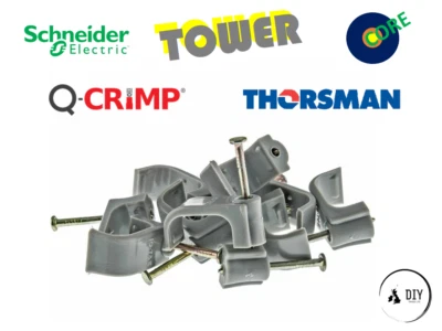 TWIN AND EARTH 1mm 1.5mm 2.5mm 6mm 10mm GREY FLAT SQUARE CABLE CLIPS PACK 100