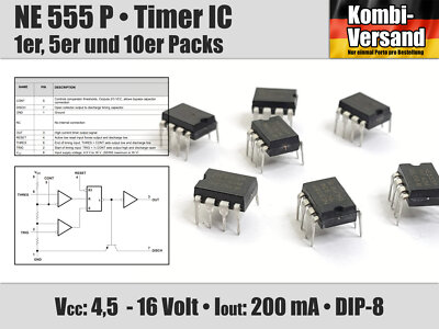 NE555 P NE 555 IC DIP-8 Chip Generator Zeitgeber Timer Frequency Elektronik