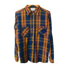 Samurai Jeans SIN21-01 Indigo Heavy Flannel Work Shirt Plaid Made in Japan L