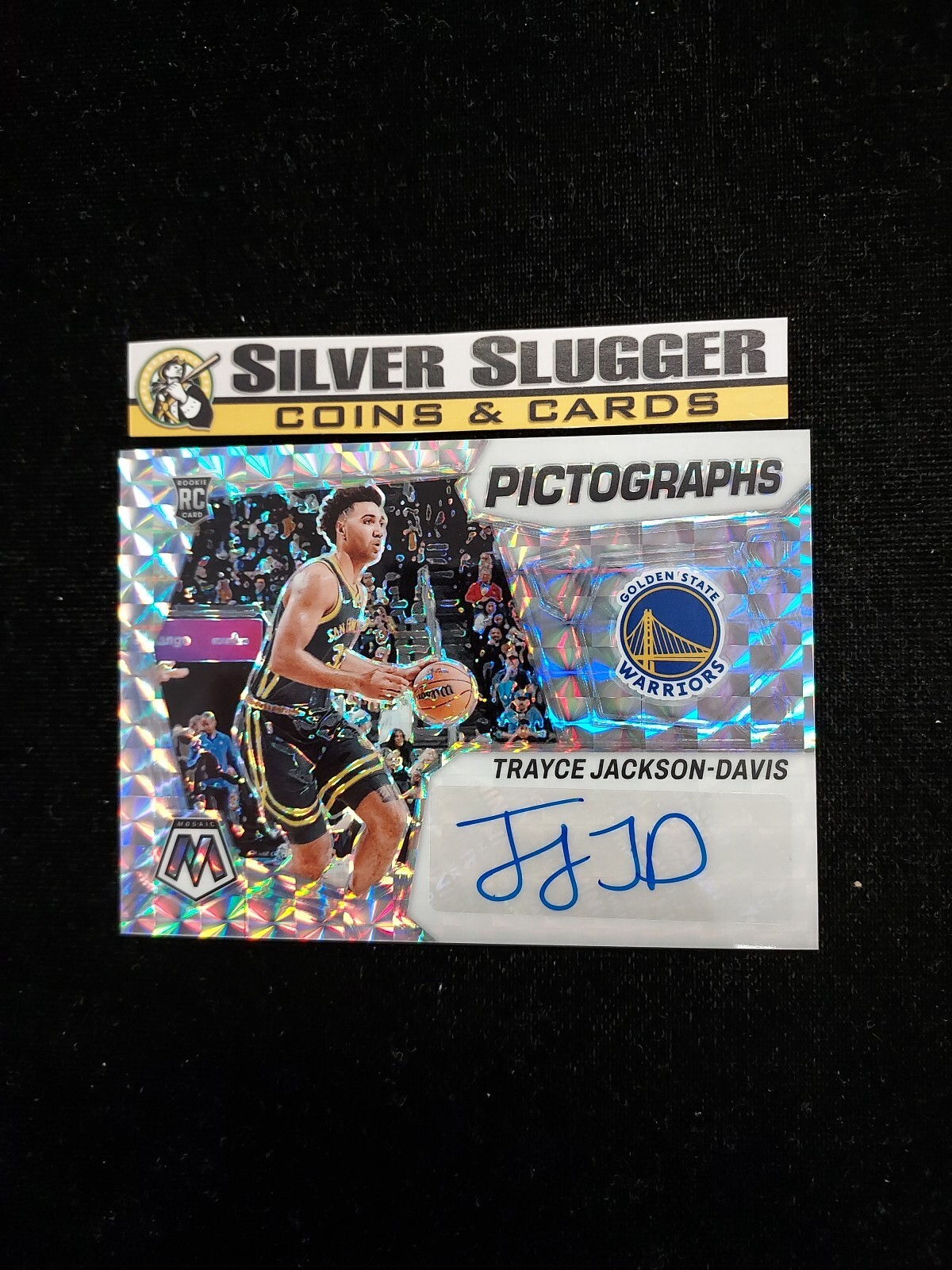 2023-24 Trayce Jackson-Davis Panini Mosaic Pictographs Auto Silver Prizm RC GSW