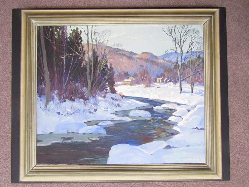 Big Charles Gordon Harris Original Vermont Winter landscape Oil Painting canvas