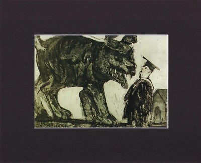 8X10'' Matted Art Print-Maker Sidney Chafetz: Woof (Scientific Humility) Etching