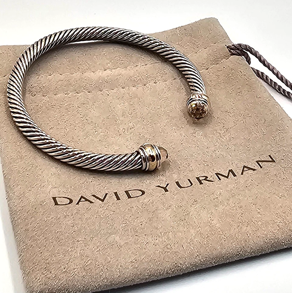 Brazalete David Yurman Cable Classics Morganita y Oro 14K 5mm Cable Foto 2 de 4