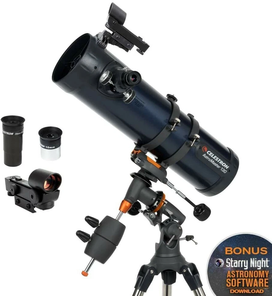 Celestron - AstroMaster 130EQ Newtonian Telescope - Fully-Coated Glass Optics - Image 2 of 4