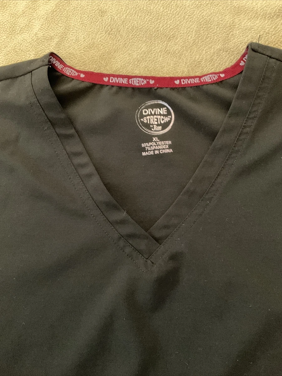 Divine stretch scrub top XL womens black active