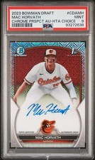 Mac Horvath 2023 Bowman Draft Chrome Prospect Auto #CDAMH Au-Hta Choice PSA MT