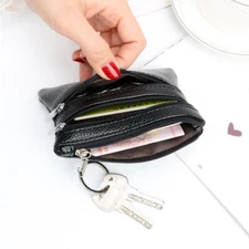 Leather Coin Purse Small Wallet Change Purses Zipper Money Bags Card Key HolderḴ