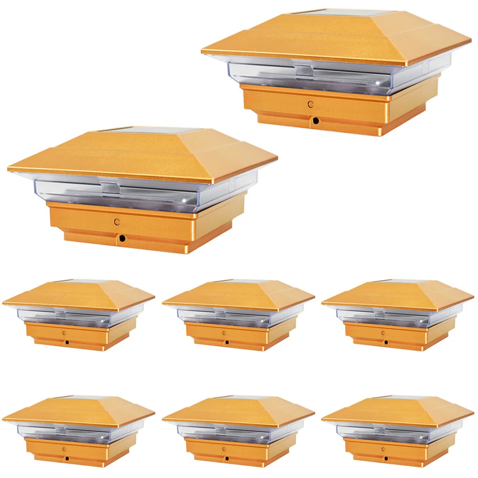 8 Luces de poste solares negras bronce marrón cobre blanco 4x4 tapa cubierta cerca exterior Foto 4 de 4