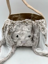 Pottery Barn Kids Long Ear Bunny Easter Treat Bucket Taupe 9" diam #H684E